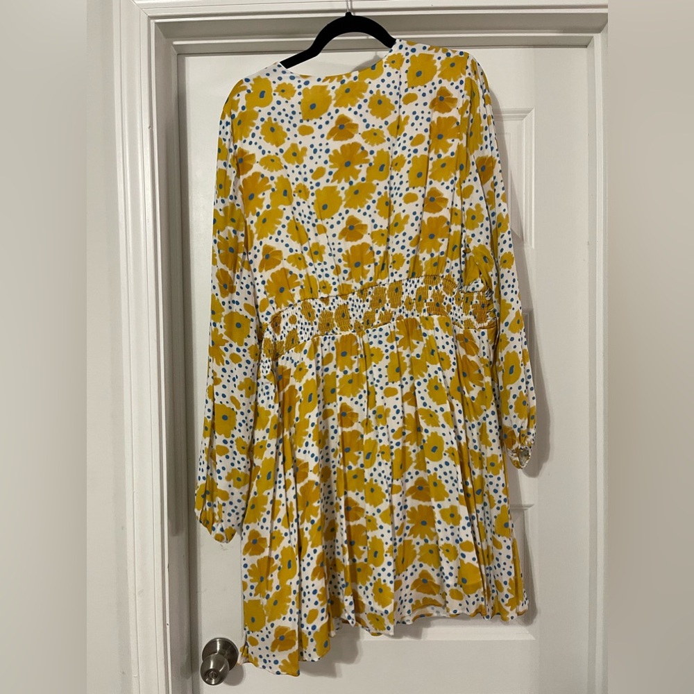 Anthropologie Yellow White Floral Mini Dress - Picture 2 of 5